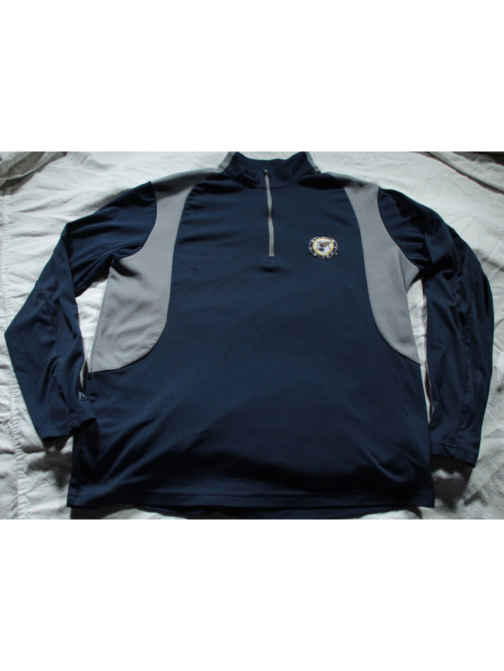 St. Louis Blues Quarter Zip Up Pullover Shirt NHL Hockey L Blue Arch Logo